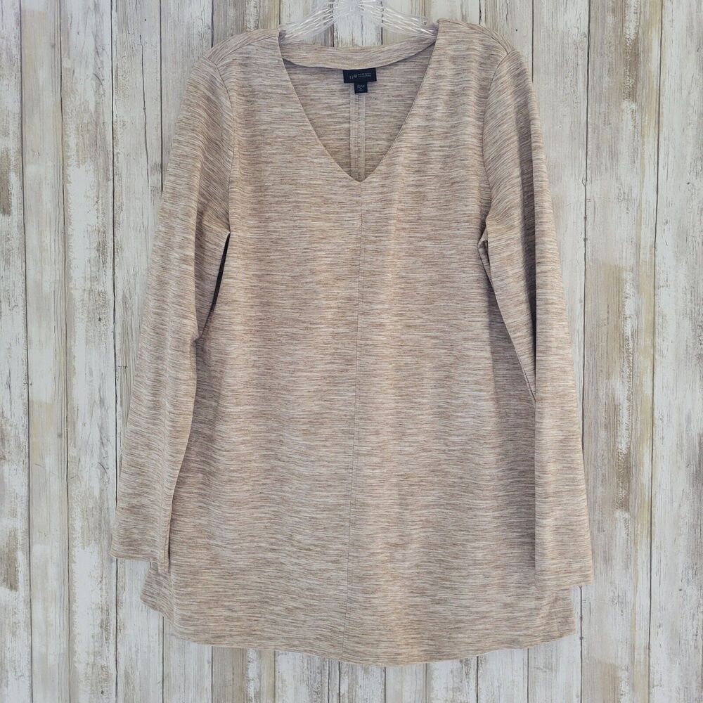J.jill Wearever V Neck Long Sleeves Shirt  Rayon Blend Brown Sz M Tall